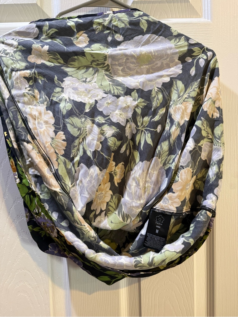 FARM Rio Black Slip Dress with Purple & Orange Floral Print Medium - Picture 8 of 10
